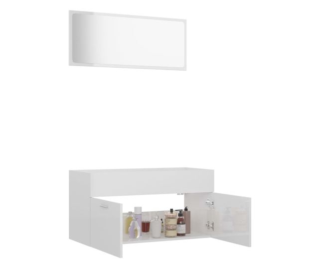 Set kupaonskog namještaja, 2 dijela, ekstra sjajna bijela, iverica