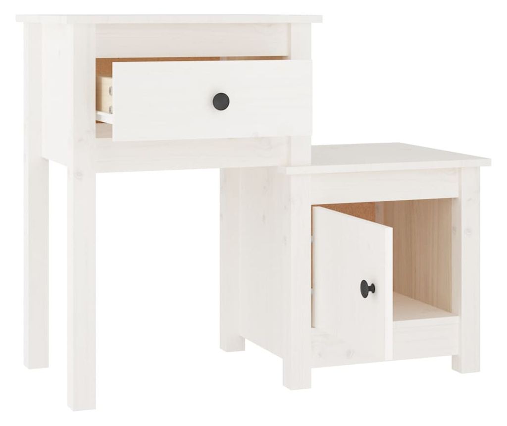 Κομοδίνα, 2 τεμ, λευκό, 79,5x38x65,5 εκ., μασίφ ξύλο πεύκου - 4