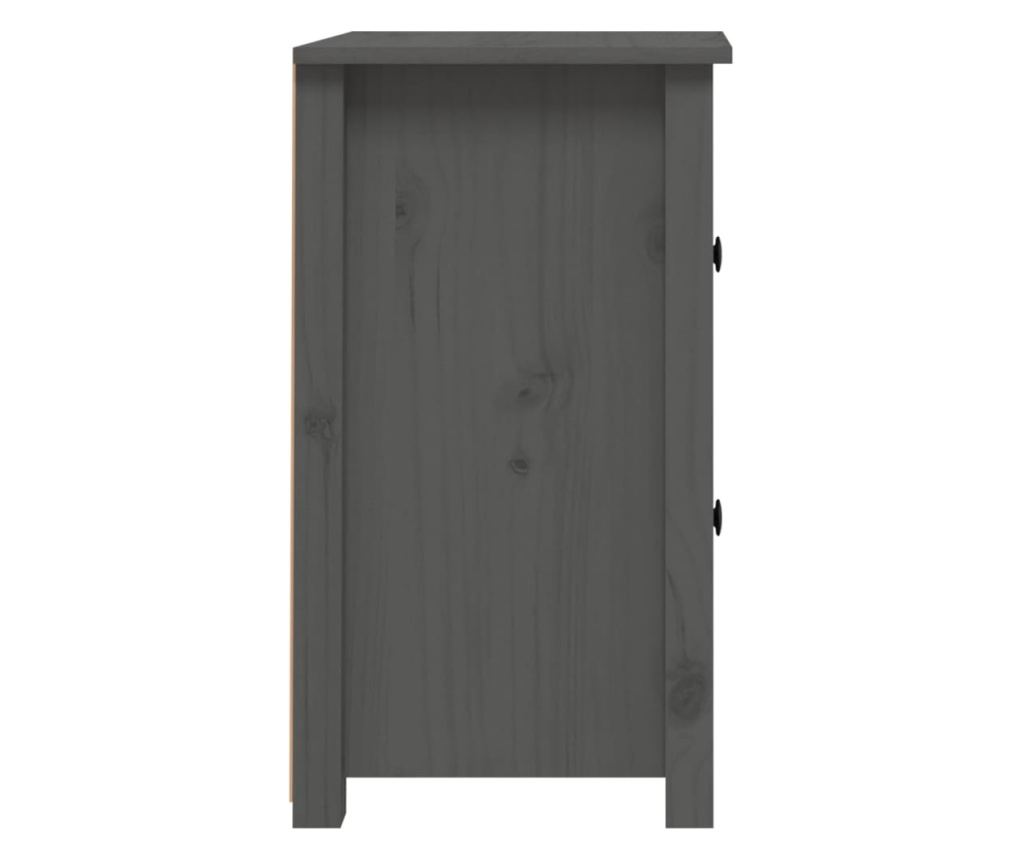 Κομοδίνο, 2 τεμ., γκρι, 40x35x61,5 εκ., μασίφ ξύλο πεύκου - 5