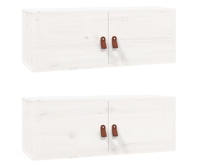 Zidni ormarići 2 kom bijeli 80 x 30 x 30 cm od masivne borovine