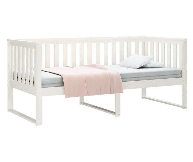 Дневно легло, бяло, 90x200 см, масивна борoва дървесина