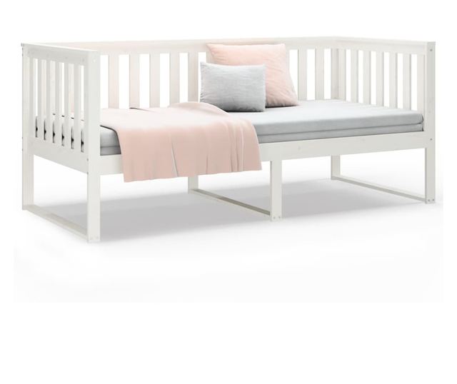 Дневно легло, бяло, 90x200 см, масивна борoва дървесина