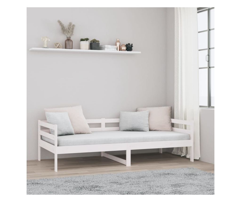 Day bed, λευκό, 90x190 cm, μασίφ ξύλο πεύκου - 4