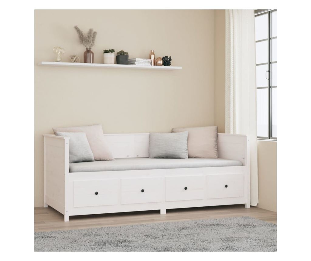 Daybed, λευκό, 80x200 εκ., μασίφ ξύλο πεύκου - 4