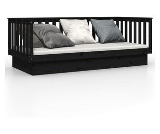 Dnevna postelja črna 100x200 cm trdna borovina