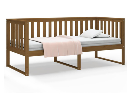 Dnevna postelja medeno rjava 90x190 cm trdna borovina