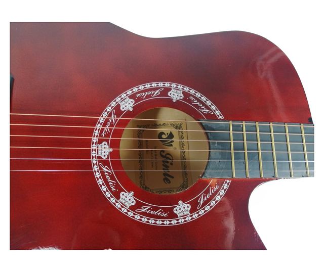 IdeallStore® klasszikus gitár, 95 cm, fa, Cutaway, bordó, állvánnyal