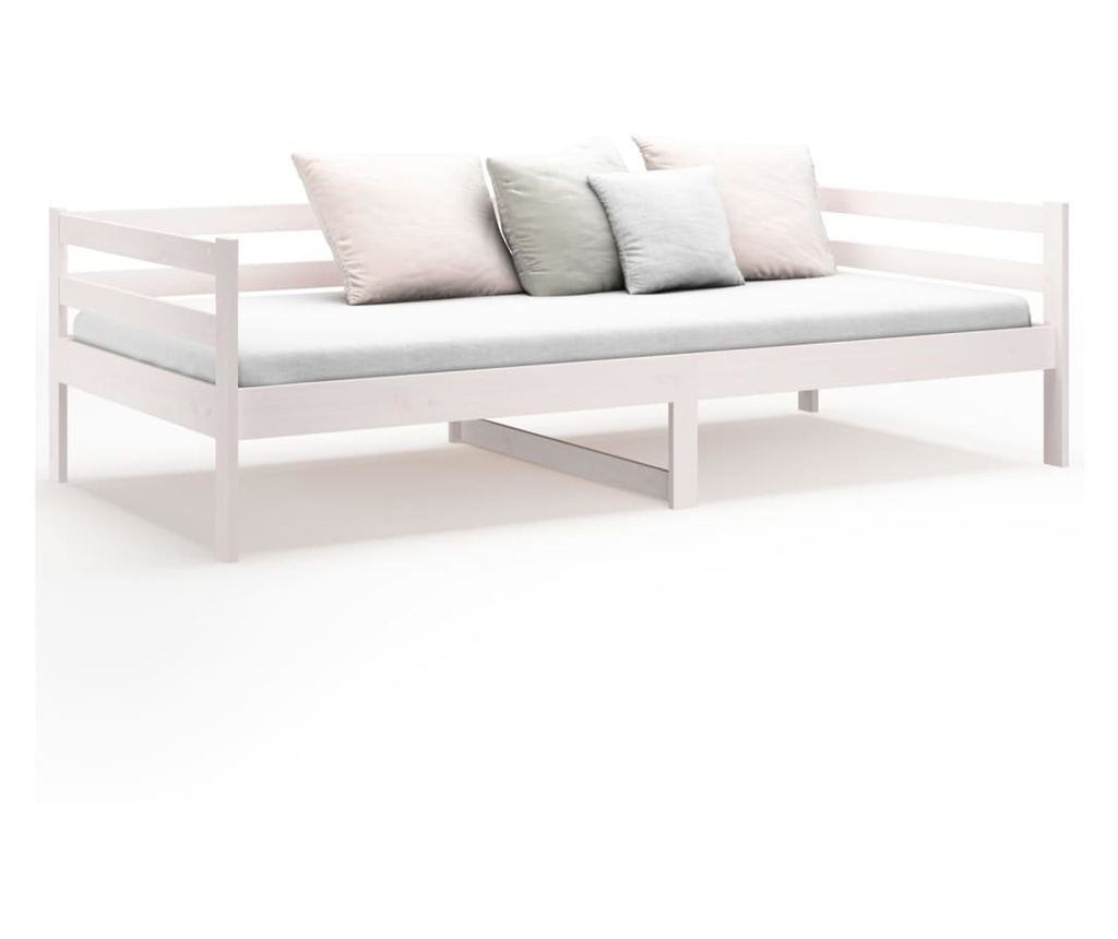 Day bed, λευκό, 90x190 cm, μασίφ ξύλο πεύκου - 5