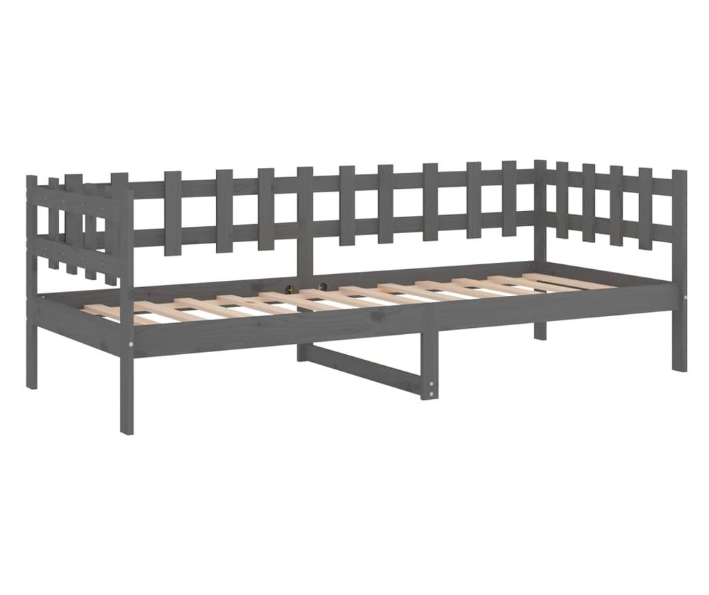 Daybed, Γκρι, 80x200 εκ., Μασίφ Ξύλο Πεύκου - 7