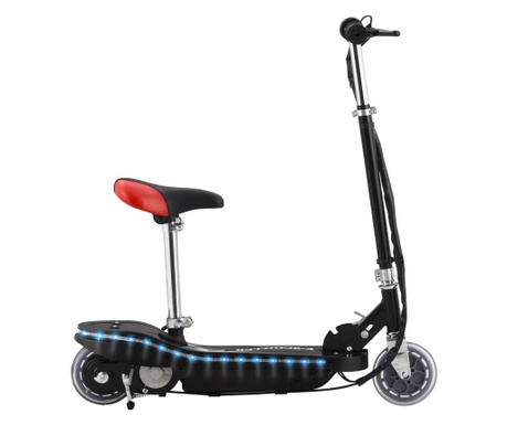 Електрически скутер със седалка и LED, 120 W, черен