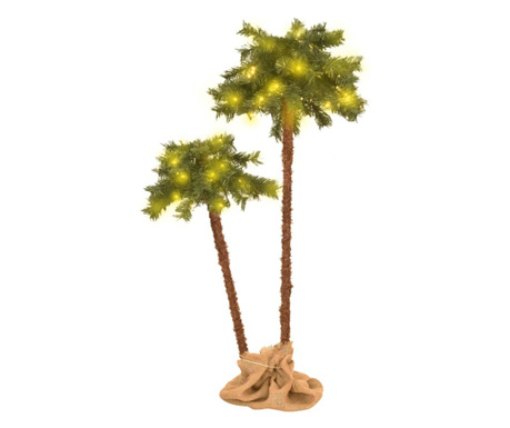 Umělé palmy 2 ks s LED diodami 90 cm a 150 cm