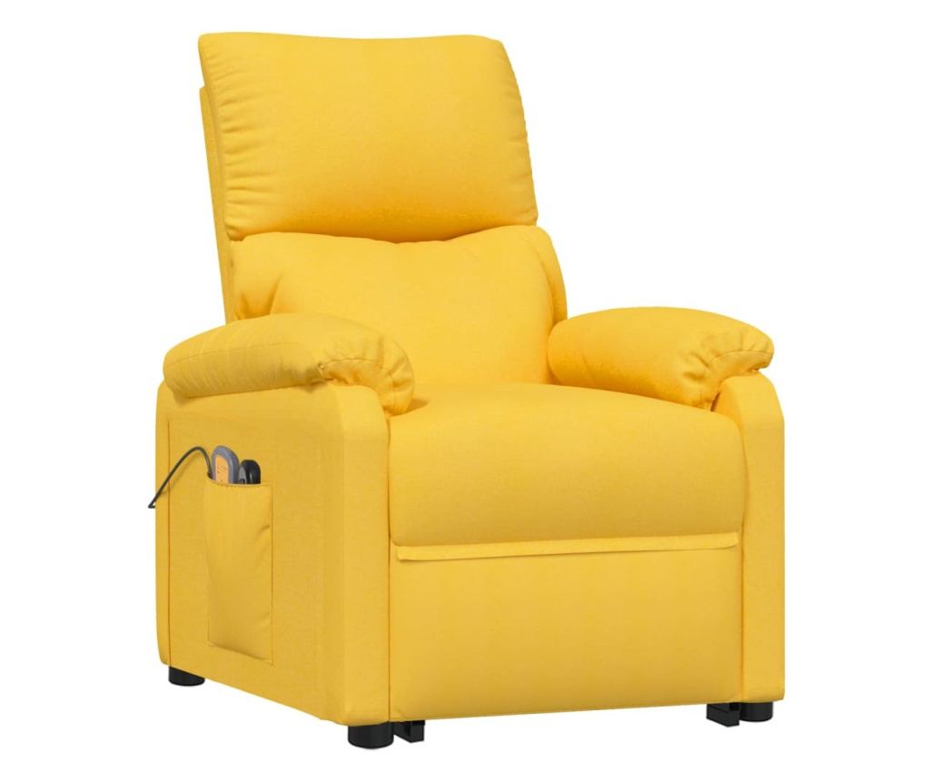 Masazni fotelj z nagibom in dvigom, rumen, tekstil - 2