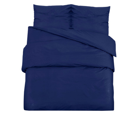Комплект спално бельо, Нейви синьо, 225x220 см, памук