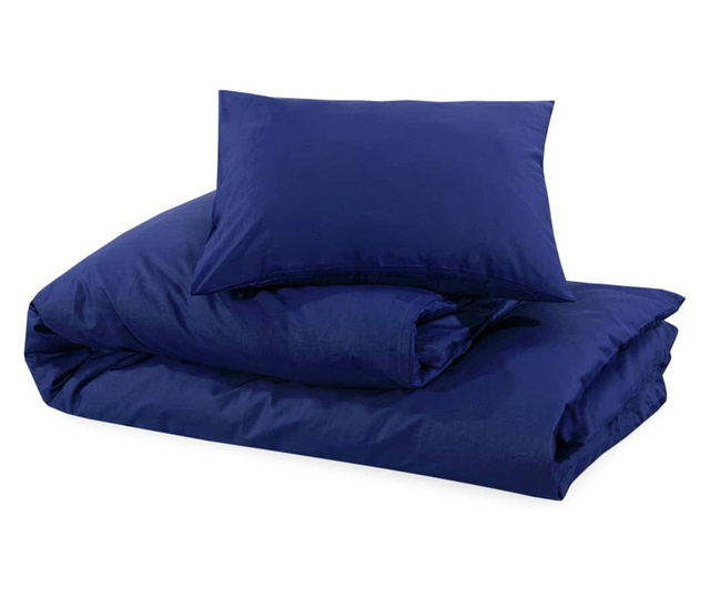Set posteljine za poplun modra 135 x 200 cm pamučni