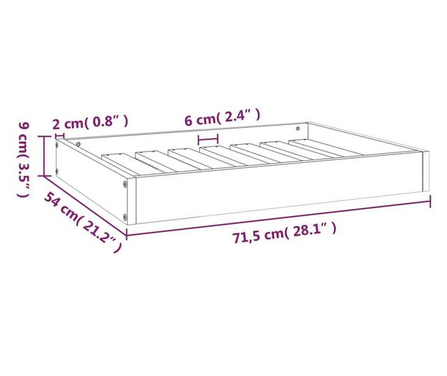 Кучешко легло, 71,5x54x9 см, борова дървесина масив