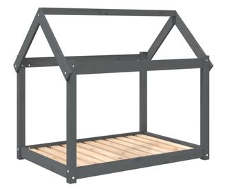 Кучешко легло, сиво, 101x70x90 см, борова дървесина масив