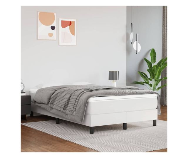 Okvir za krevet s oprugama bijela 120x200 cm od umjetne kože