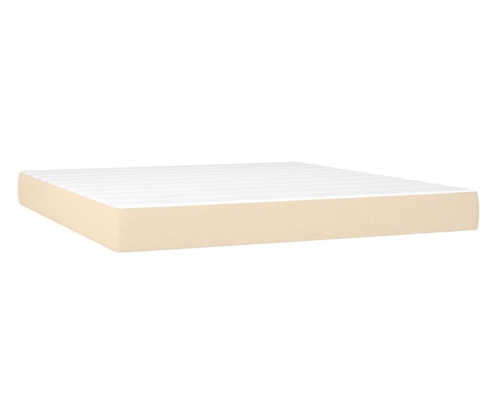 Тапицирано легло с матрак и LED, кремаво, 160x200 см, текстил - 6