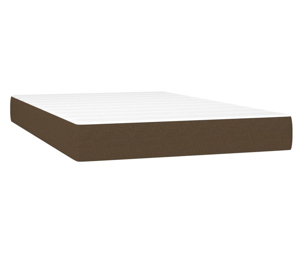 Легло с пружини, матрак и LED, тъмнокафяво, 120x200 см, текстил - 6