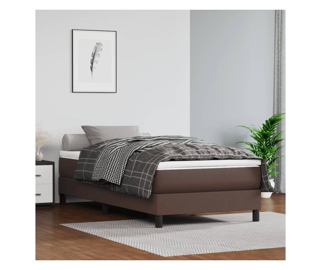Madrac s džepičastim oprugama smeđi 90x200x20cm od umjetne kože - 4
