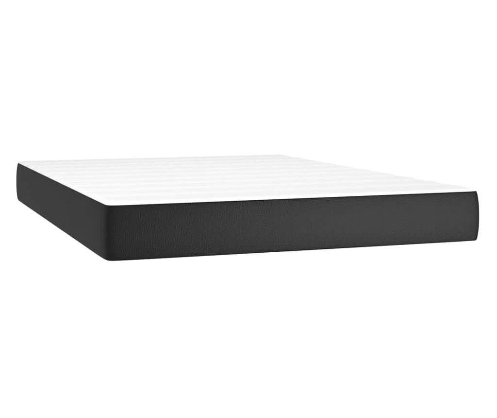 Пружинен спален комплект с матрак и LED, черен, 140x200 см, еко кожа - 6