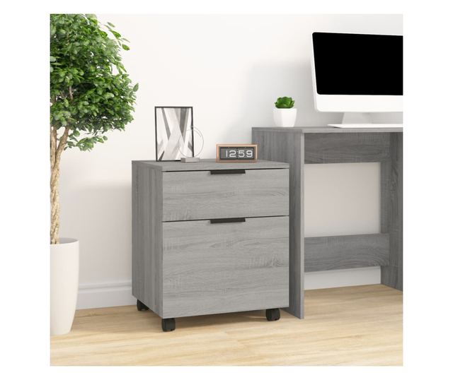 Fișet mobil cu roți, gri sonoma, 45x38x54 cm, lemn prelucrat