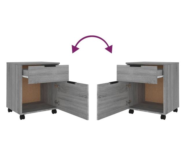 Fișet mobil cu roți, gri sonoma, 45x38x54 cm, lemn prelucrat