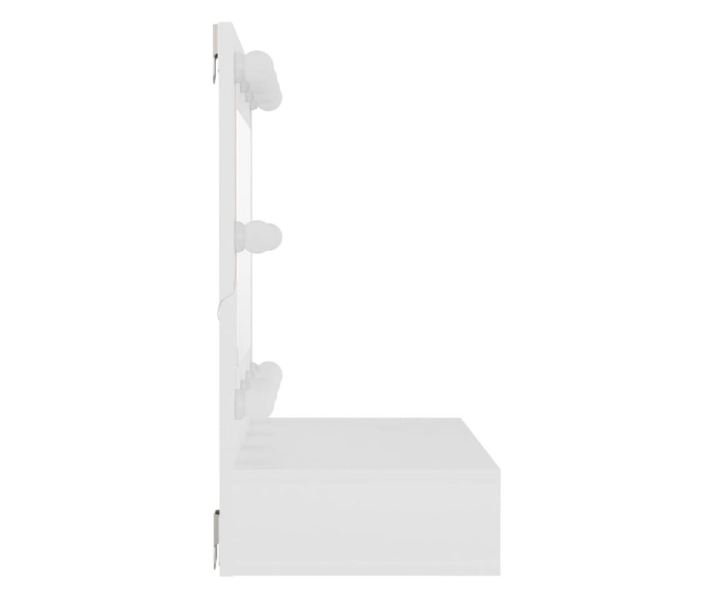Dulap cu oglindă și LED, alb, 60x31,5x62 cm - 6