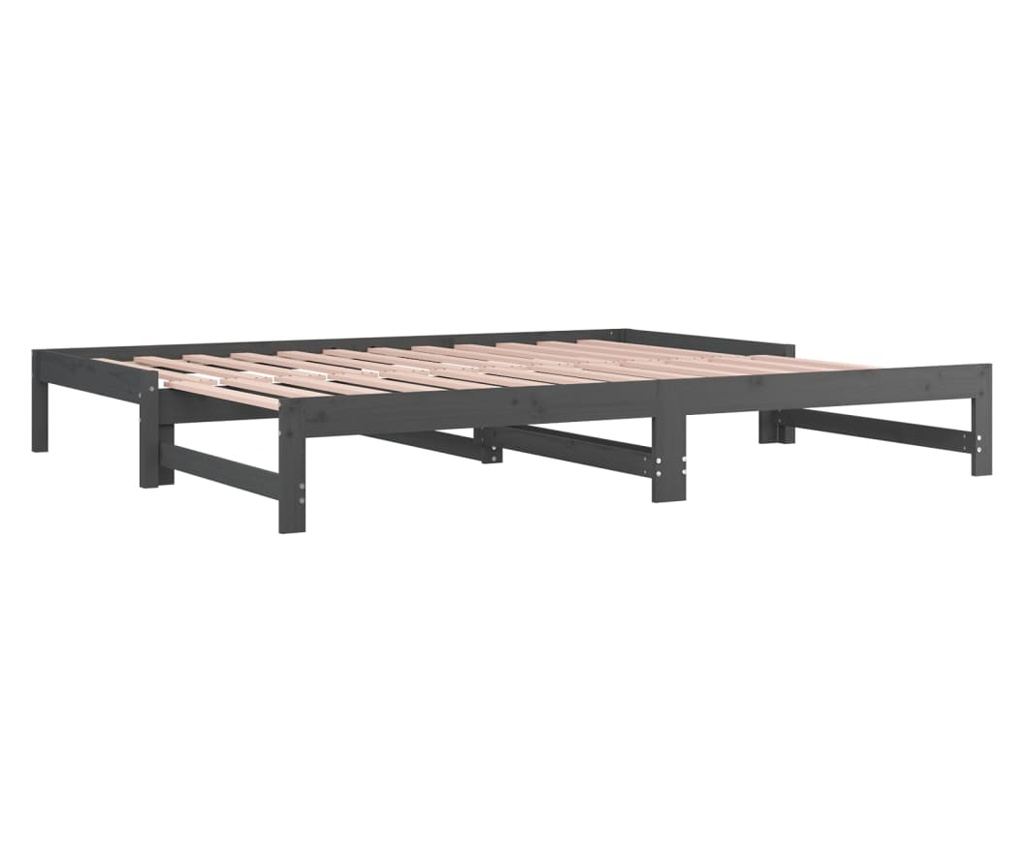 Επεκτεινόμενος Καναπές-Κρεβάτι Γκρι 2x(80x200) εκ. Μασίφ Ξύλο Πεύκου - 8