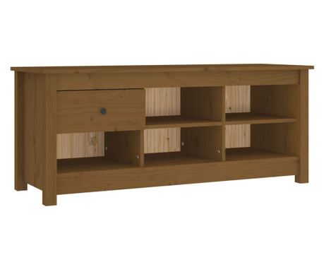 mézbarna tömör fenyőfa cipősszekrény 110 x 38 x 45,5 cm