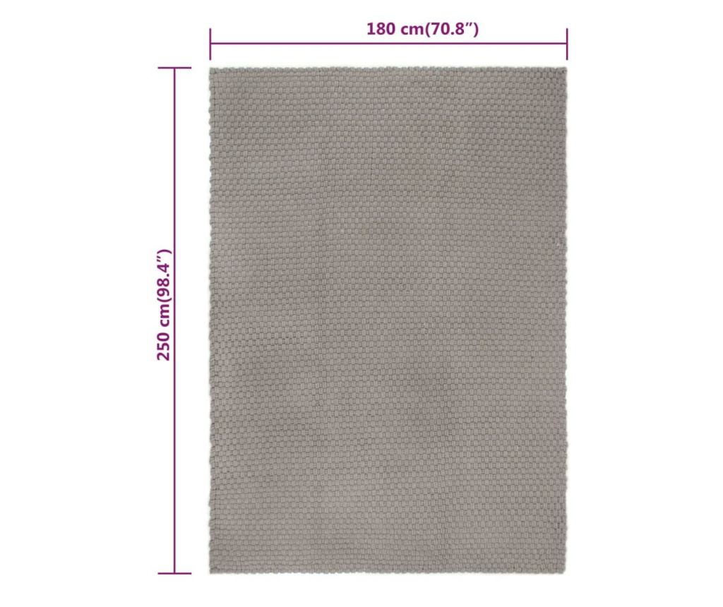 Pravokotna preproga, siva, 180x250 cm, bombaž - 6