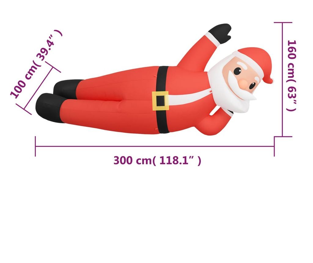 Miklavž napihljiv za božič, z LED lučmi, 160 cm - 9