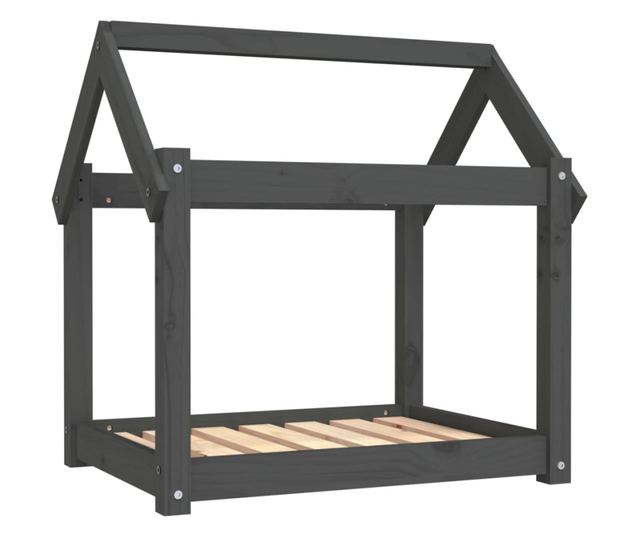 Кучешко легло, тъмносиво, 71x55x70 см, борова дървесина масив