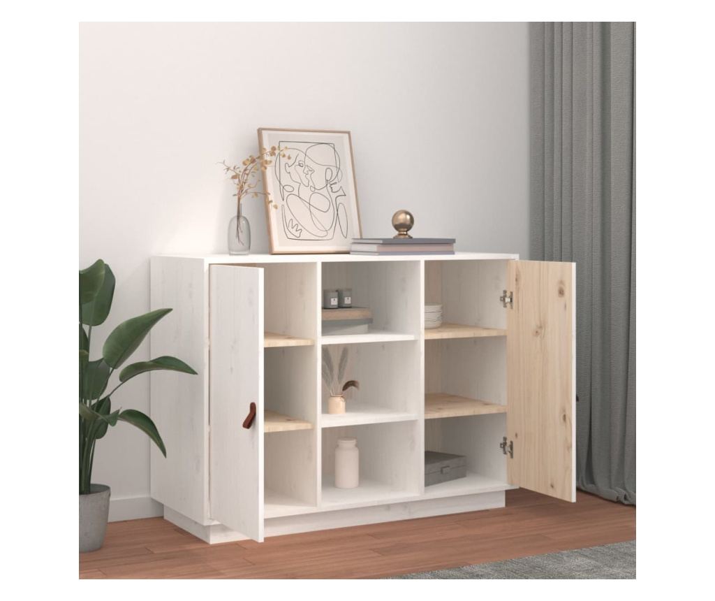 Omarica, bela, 100x40x75 cm, masivni bor - 6