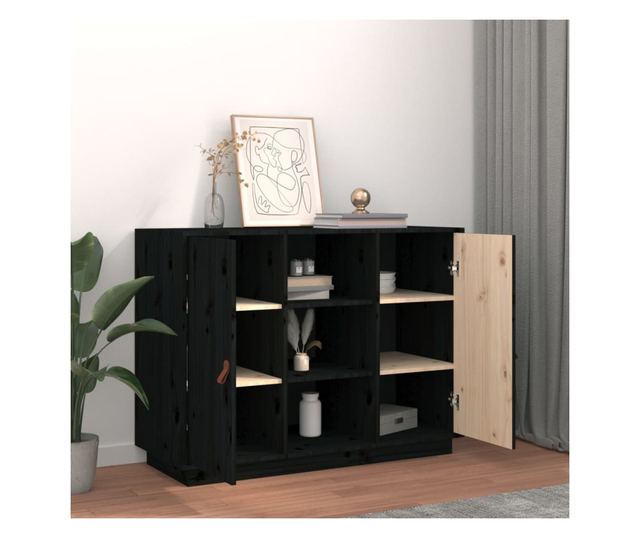 Stojalo, črno, 100x40x75 cm, masivna borovina