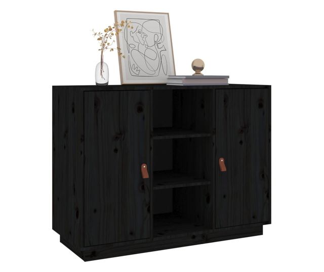 Stojalo, črno, 100x40x75 cm, masivna borovina