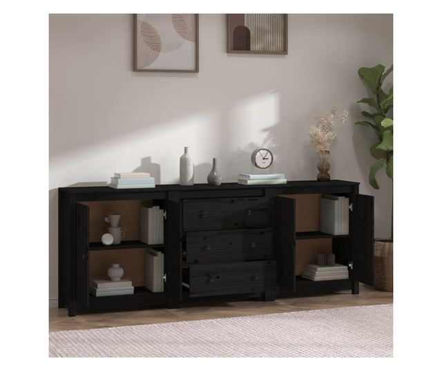 Omarica, črna, 210x35x80 cm, masivni borovec