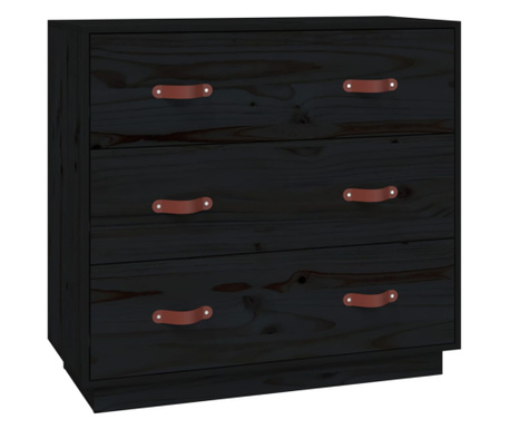 Servantă, negru, 80x40x75 cm, lemn masiv de pin