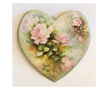 Decoratiune inima, handmade, lemn, 21x20cm