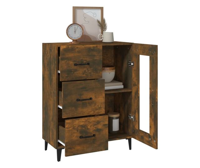 Скринове, опушен дъб, 69.5x34x90 см, инженерна дървесина