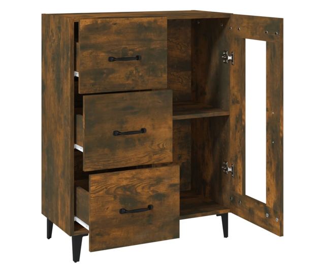 Скринове, опушен дъб, 69.5x34x90 см, инженерна дървесина