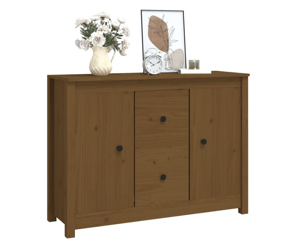 Stojalo, medeno rjavo, 100x35x74 cm, masivno borovo les. - 7