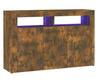 füstös tölgyszínű tálalószekrény LED-ekkel 115,5 x 30 x 75 cm
