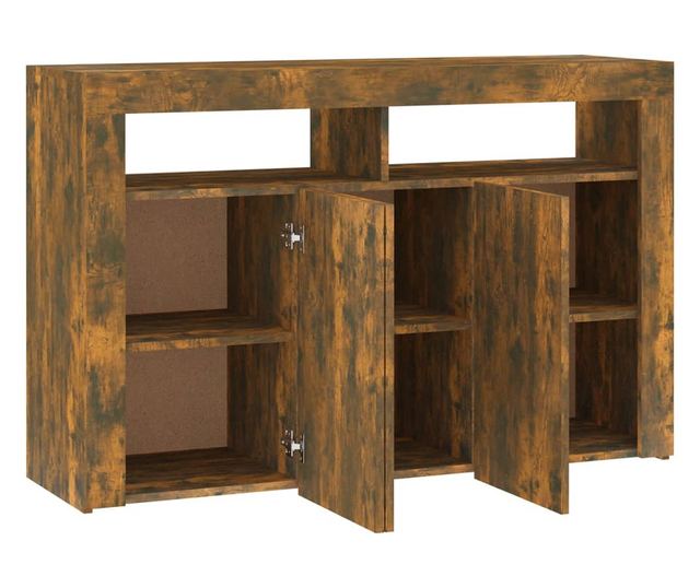füstös tölgyszínű tálalószekrény LED-ekkel 115,5 x 30 x 75 cm