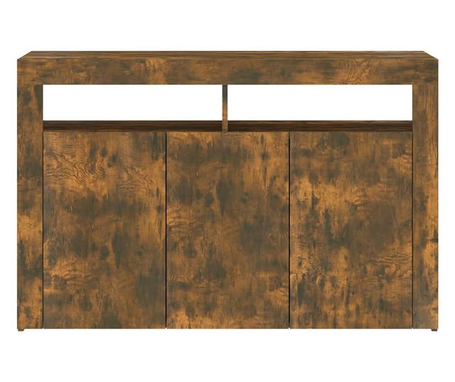 füstös tölgyszínű tálalószekrény LED-ekkel 115,5 x 30 x 75 cm