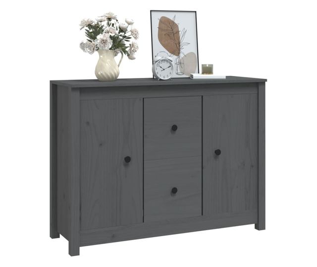 Stojalo, sivo, 100x35x74 cm, masivno borovo les.