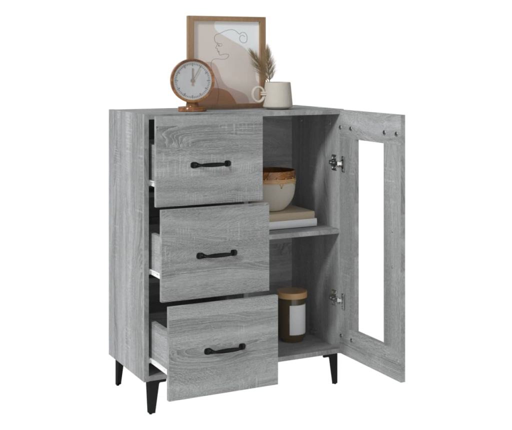 Servantă, gri sonoma, 69,5x34x90 cm, lemn compozit - 5