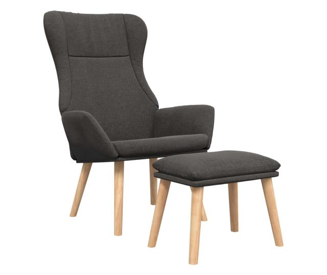 Sedežna garnitura za sprostitev s taburejem, svetlo siva, tekstil