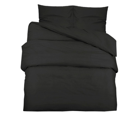 Set posteljine za poplun crni 135 x 200 cm lagana mikrovlakna