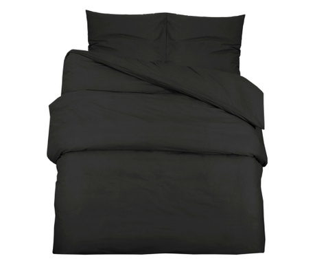 Комплект спално бельо, черен, 140x200 см, олекотен микрофибър